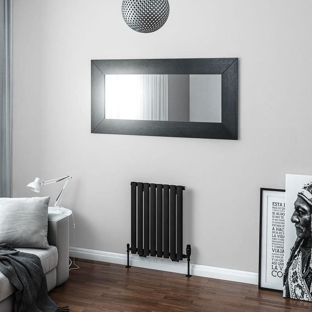 Eastbrook Panel Radiator 600 x 471mm Eastbrook Tunstall Straight Horizontal Designer Radiator in Matt Black