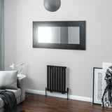 Eastbrook Panel Radiator 600 x 471mm Eastbrook Tunstall Straight Horizontal Designer Radiator in Matt Black
