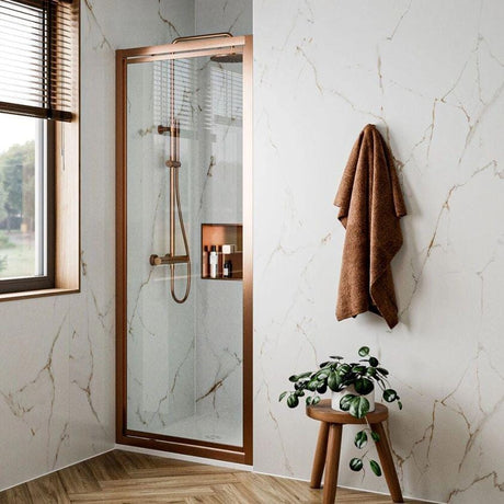Crosswater Pivot Shower Door Brushed Bronze / 800mm Crosswater Clear 6 Pivot Shower Door