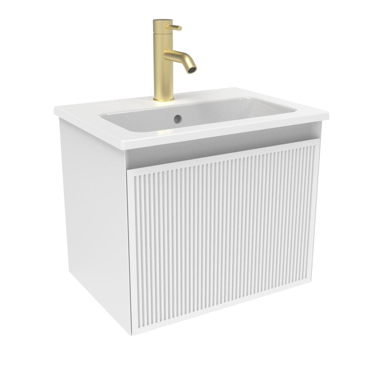 Saneux Wall Mounted Vanity Unit Matte White / 1 Tap Hole Basin Saneux Monument 500mm Wall Mounted One Drawer Vanity Unit with Basin or Worktop