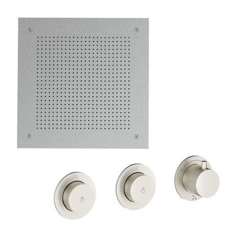 UK Bathroom Store Concealed Shower Set Brushed Nickel Crosswater Module Plus Push Shower Set 5 - 2 Outlet Valve with Tranquil Recessed Shower Head