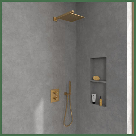 Villeroy & Boch Concealed Shower Set Brushed Brass / Square Villeroy & Boch Concealed Complete Shower Set with Shower Head and Handset