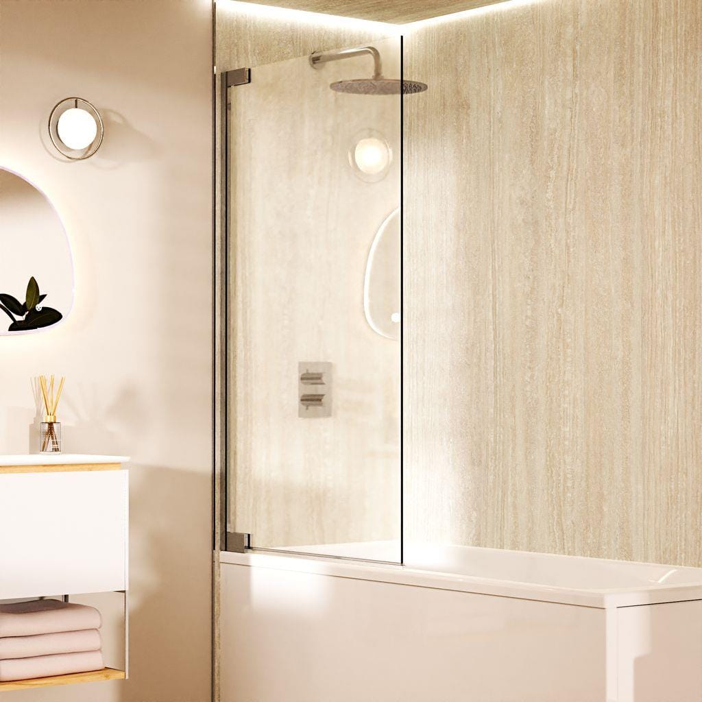 Crosswater Bath Screen Chrome Crosswater Asura 8mm Hinged Bath Screen
