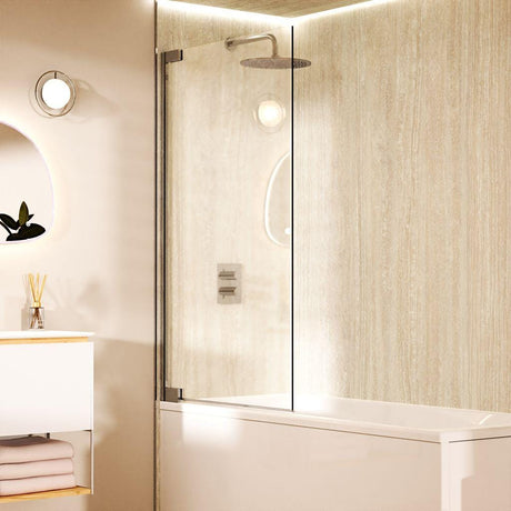 Crosswater Bath Screen Chrome Crosswater Asura 8mm Hinged Bath Screen