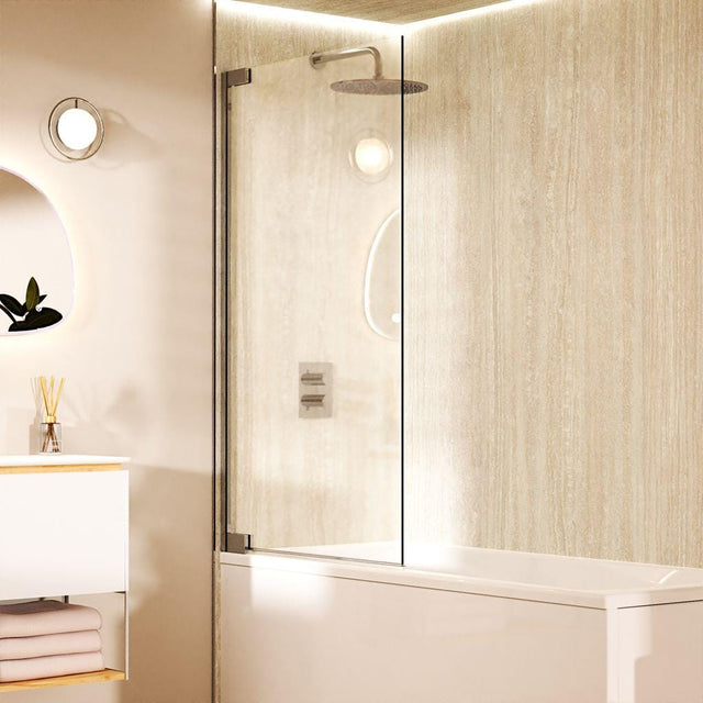 Crosswater Bath Screen Chrome Crosswater Asura 8mm Hinged Bath Screen
