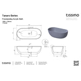 Tissino Modern Freestanding Bath Tissino Tanaro Acrylic Freestanding Bath with Ledge