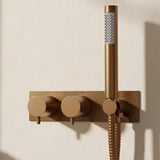 Crosswater Concealed Shower Valve Brushed Bronze Crosswater MPRO 2 Outlet, 2 Handle Horizontal Concealed Thermostatic Shower Valve with Handset