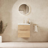 Crosswater Wall Mounted Vanity Unit 500mm / Windsor Oak Crosswater Glide II Wall Mounted Two Drawer Vanity Unit with Basin