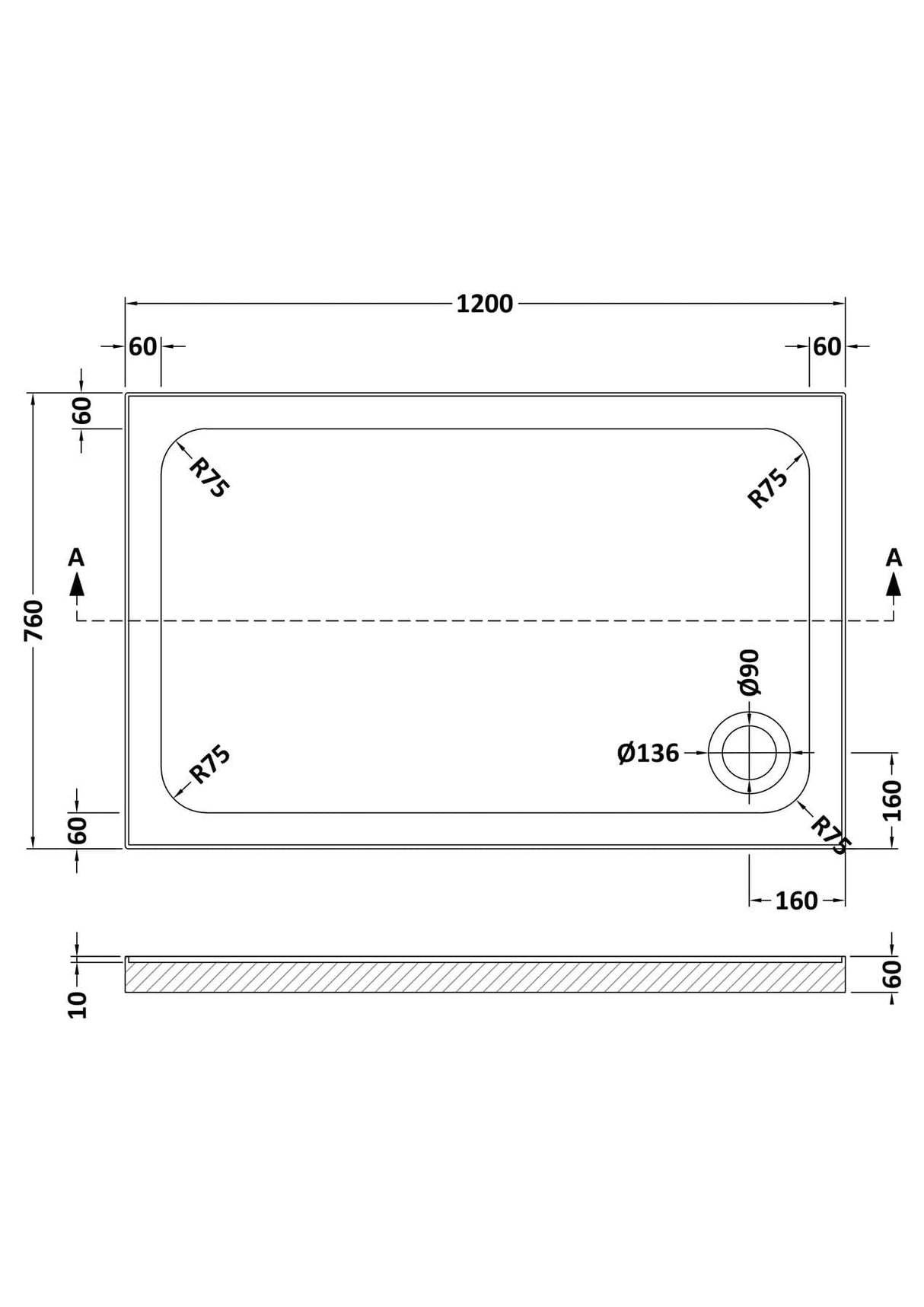 Aquarius Bathrooms Rectangle Shower Tray 1200x760mm Aquarius Urbano Rectangular Stone Resin Shower Tray with 4 Upstands