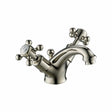 JTP Mono Basin Tap Nickel JTP Grosvenor Cross Mono Basin Mixer Tap with Pop Up Waste