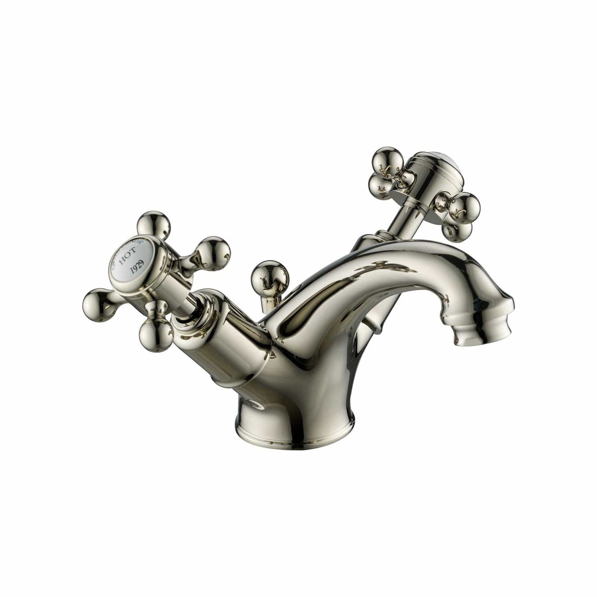 JTP Mono Basin Tap Nickel JTP Grosvenor Cross Mono Basin Mixer Tap with Pop Up Waste