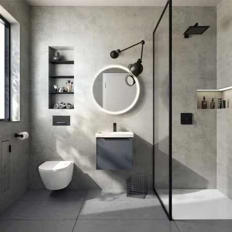 Villeroy & Boch Wall Mounted Vanity Unit Graphite with Chrome Handles Villeroy & Boch Subway 3.0 Wall Hung 500mm One Drawer Vanity Unit with Basin