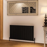 Eastbrook Panel Radiator 600 x 1040 / Central Heating Eastbrook Rosano Straight Horizontal Aluminium Radiator  in Matt Black