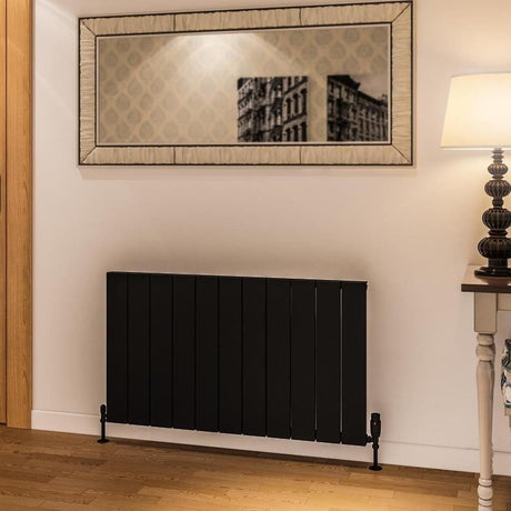 Eastbrook Panel Radiator 600 x 1040 / Central Heating Eastbrook Rosano Straight Horizontal Aluminium Radiator  in Matt Black