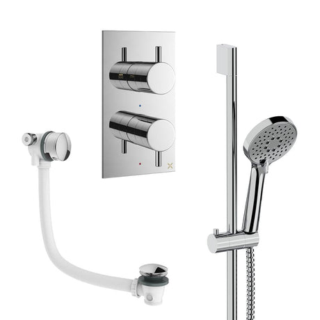 Crosswater Concealed Shower Set Chrome Crosswater Design 2 Handle 2 Outlet Shower Set 6 with Slide Rail Kit and Overflow Bath Filler