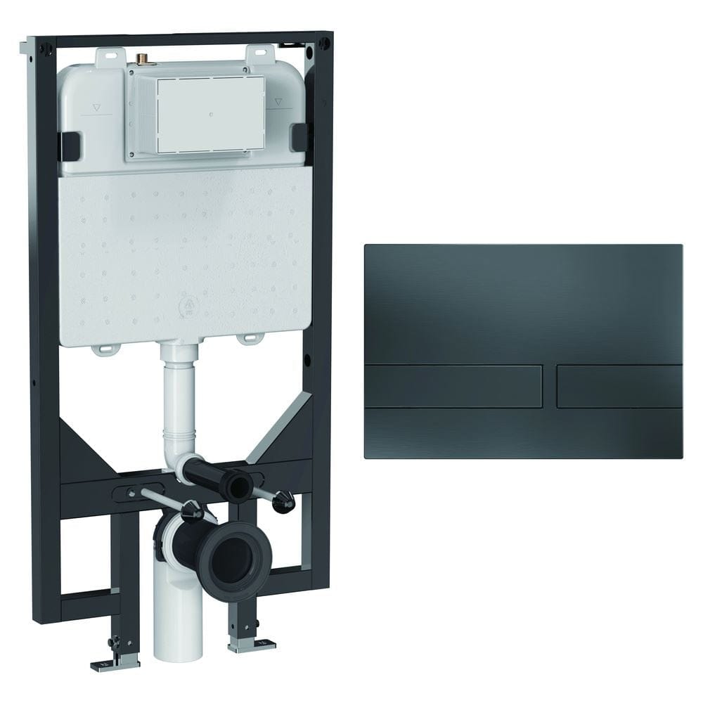 Crosswater Wall Hung WC Frame Venue Plate in Slate Crosswater 1.14m Ultra Slim Depth Dual Flush WC Support Frame Set with Flush Plate