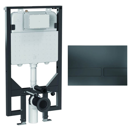 Crosswater Wall Hung WC Frame Venue Plate in Slate Crosswater 1.14m Ultra Slim Depth Dual Flush WC Support Frame Set with Flush Plate