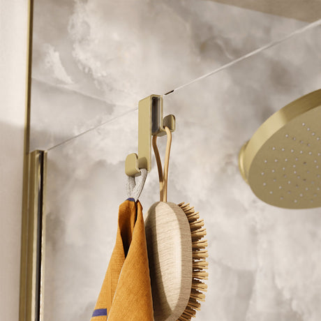 Crosswater Robe Hook Brushed Brass Crosswater Fold Single Over Shower Hook