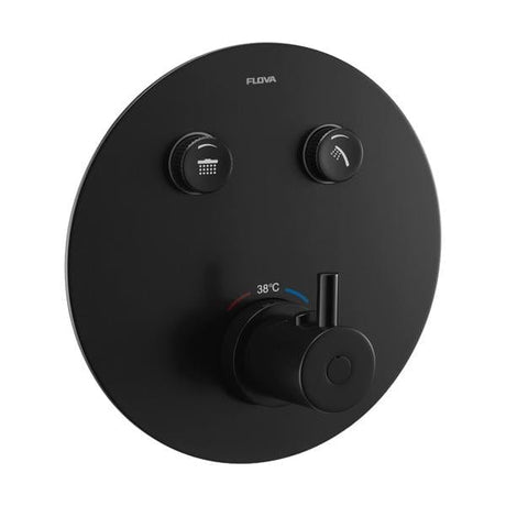 Flova Concealed Shower Valve Matt Black Flova Levo Round 2 Outlet GoClick Finishing Set