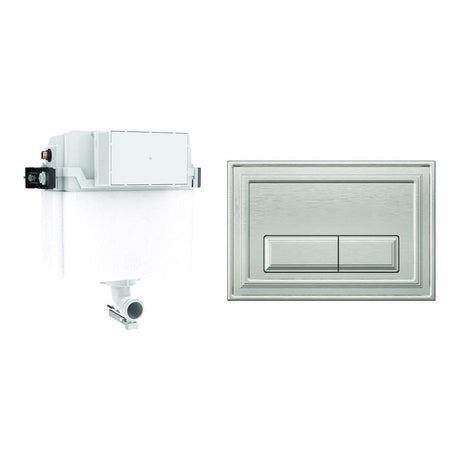 Crosswater Concealed Cistern Belgravia Plate in Brushed Nickel Crosswater Dual Flush Concealed Cistern Set with Flush Plate - 414 x 143 x 387mm