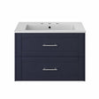 Heritage Wall Mounted Vanity Unit Midnight Blue Heritage Lynton 800mm Wall Hung Vanity Unit with Basin, Waste and Handle Bundle
