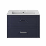 Heritage Wall Mounted Vanity Unit Midnight Blue Heritage Lynton 800mm Wall Hung Vanity Unit with Basin, Waste and Handle Bundle