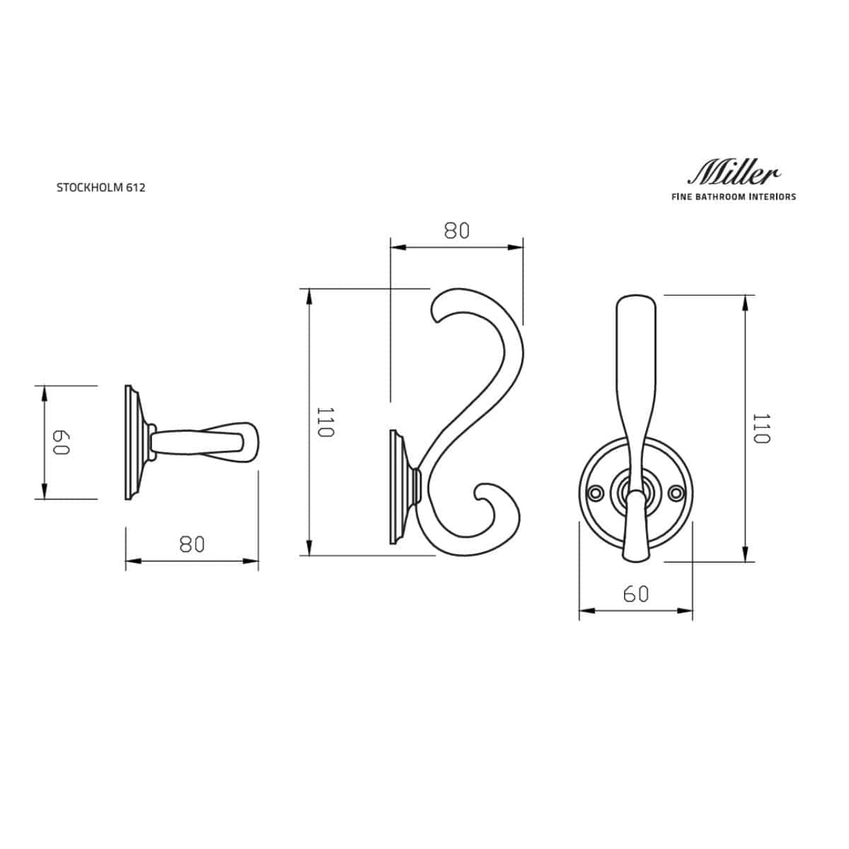 Miller Robe Hook Miller Stockholm Double Robe Hook in Chrome