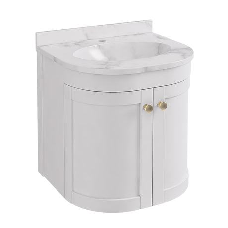 Eastbrook Wall Mounted Vanity Unit Matt White / White Quartz Eastbrook Hardwick Traditional 500mm Wall Hung Vanity Unit with Basin