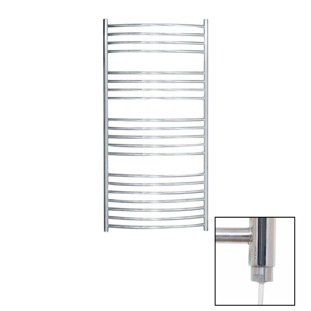 JIS Ladder Rail 1250 x 620mm / Polished Chrome / Electric Only JIS Sussex Adur Vertical Stainless Steel Curved Heated Towel Rail