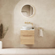 Crosswater Wall Mounted Vanity Unit 500mm / Windsor Oak / Carrara Marble Effect Crosswater Glide II Wall Mounted Two Drawer Vanity Unit with Worktop