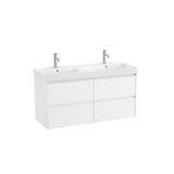Roca Wall Mounted Vanity Unit Matt White Roca Ona 1200mm Wall Mounted Four Drawer Vanity Unit with Double Basin