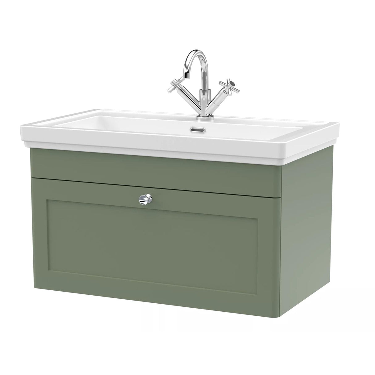 Aquarius Bathrooms Wall Mounted Vanity Unit Aquarius Leighton 800mm Wall Mounted  One Drawer Vanity Unit with Basin