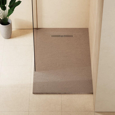 Crosswater Rectangle Shower Tray Brown / 900 x 1500 Crosswater Vito Textured Rectangle Shower Tray with Waste