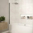 Merlyn Bath Screen Matt Black Merlyn 8mm Fixed Single Square Bath Screen