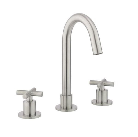 Crosswater 3 Tap Hole Basin Set Crosswater MPRO Crosshead 3 Hole Basin Mixer Tap in Brushed Stainless Steel Effect