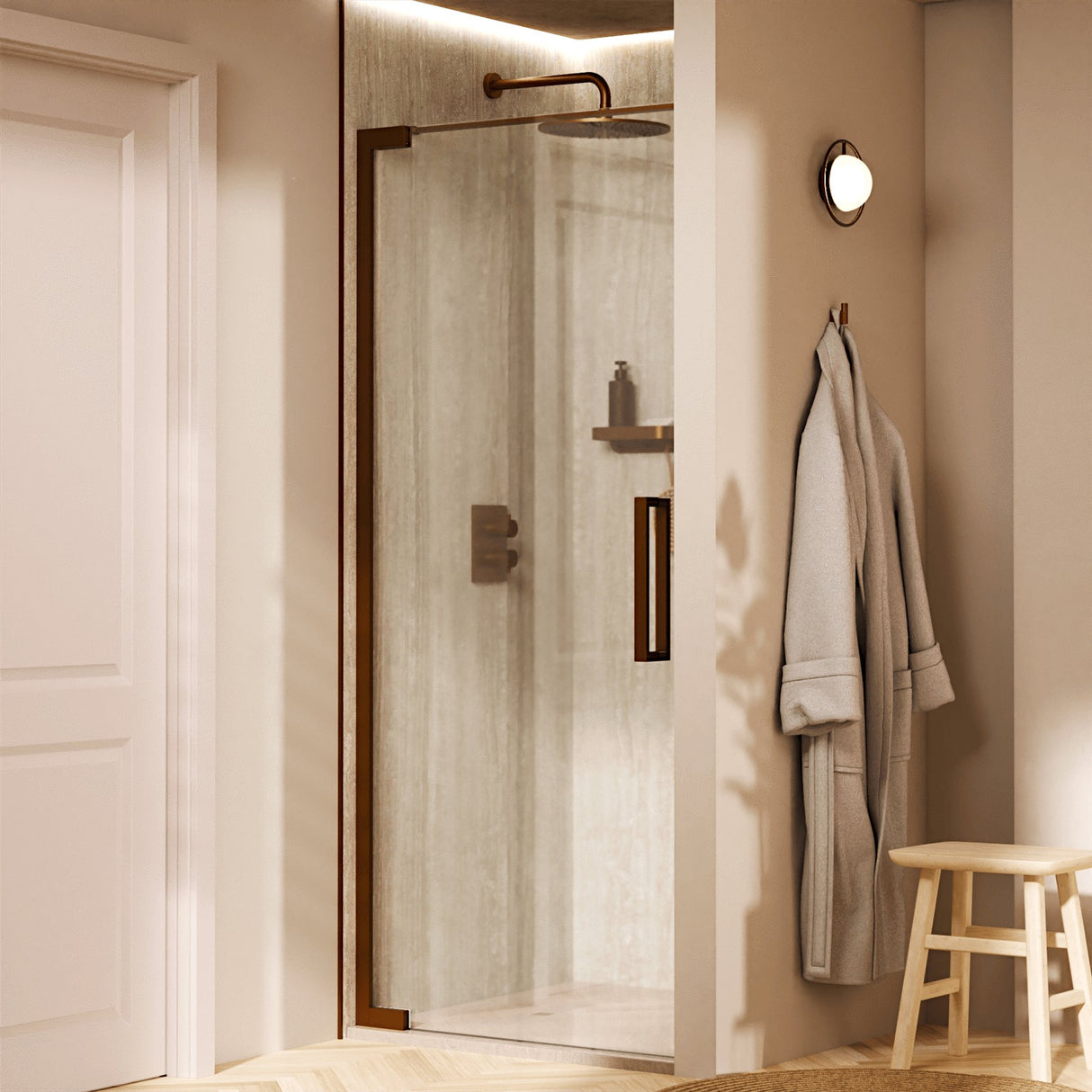 Crosswater Hinged Shower Door Brushed Bronze / 2000 x 900 Crosswater Asura 8mm Hinged Shower Door