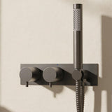 Crosswater Concealed Shower Valve Slate Crosswater MPRO 2 Outlet, 2 Handle Horizontal Concealed Thermostatic Shower Valve with Handset