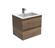 Saneux Wall Mounted Vanity Unit English Oak / 0 Hole Saneux Uni Vanity Unit With Basin - 600 x 470mm - Two Drawer - Wall Mounted
