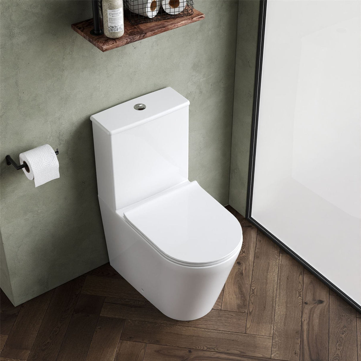 Aquarius Bathrooms Close Coupled Toilet Aquarius Metric Rimless Back to Wall Close Coupled Toilet with Soft Close Seat