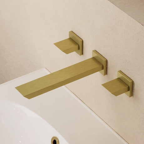 Crosswater Wall Mounted Basin Tap Brushed Brass Crosswater Limit 3 Hole Wall Mounted Basin Mixer Tap