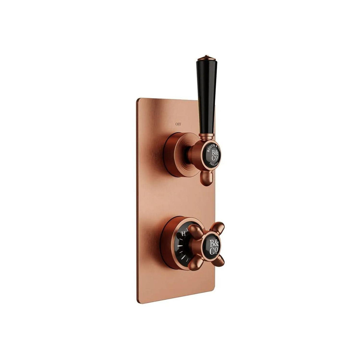 Vado Concealed Shower Valve Brushed Bronze/Black Booth & Co. Axbridge 2 Outlet, 2 Handle Concealed Thermostatic Shower Valve