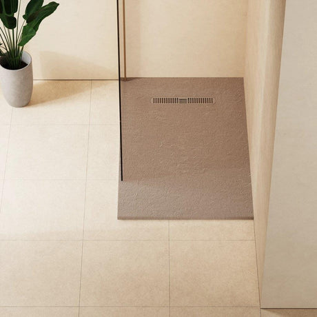 Crosswater Rectangle Shower Tray Brown / 760 x 1200 Crosswater Vito Textured Rectangle Shower Tray with Waste