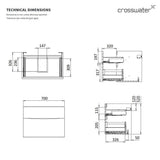 Crosswater Wall Mounted Vanity Unit Crosswater Glide II Wall Mounted Two Drawer Vanity Unit with Worktop