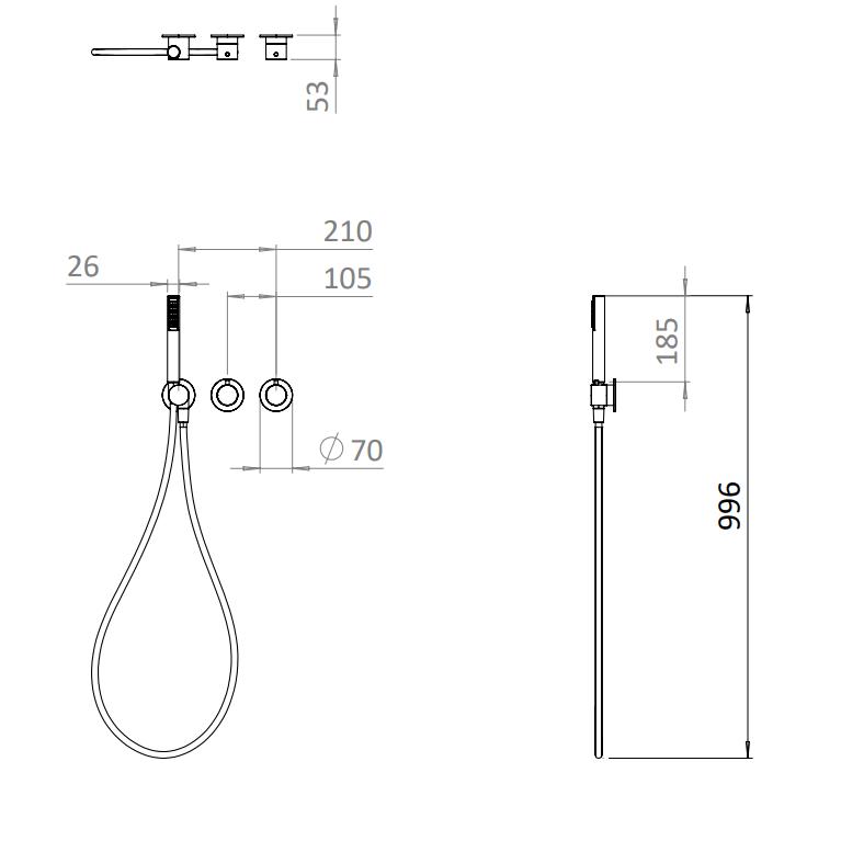 UK Bathroom Store Concealed Shower Set Crosswater Module Plus Shower Set 9 - 3 Outlet with Dual Outlet Recessed Shower Head and Pencil Handset