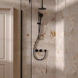 UK Bathroom Store Concealed Shower Set Matt Black / Ceiling Arm / 200mm Crosswater Module Shower Set 2 with Riser Rail Kit and Overhead Shower
