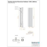 Eastbrook Panel Radiator Eastbrook Charlton Vertical Aluminium Designer Radiator in Matt Anthracite
