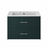 Heritage Wall Mounted Vanity Unit Classic Green Heritage Lynton 800mm Wall Hung Vanity Unit with Basin, Waste and Handle Bundle