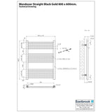 Eastbrook Wendover Straight Heated Towel Rail in Black Gold