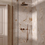 UK Bathroom Store Concealed Shower Set Brushed Bronze / Wall Arm / 300mm Crosswater Module Shower Set 1 with Fixed Head and Pencil Handset