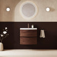 Crosswater Wall Mounted Vanity Unit 600mmm / American Walnut / Cast Mineral Marble Basin - 1 Tap Hole Crosswater Svelte Wall Hung Vanity Unit with Basin